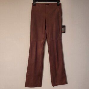 Danier Maple Color Soft Leather Side Zip Boot Cut Pants